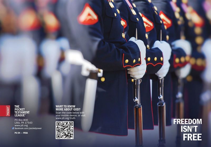 Freedom isn't Free | Marines Gospel front and back cover spread.