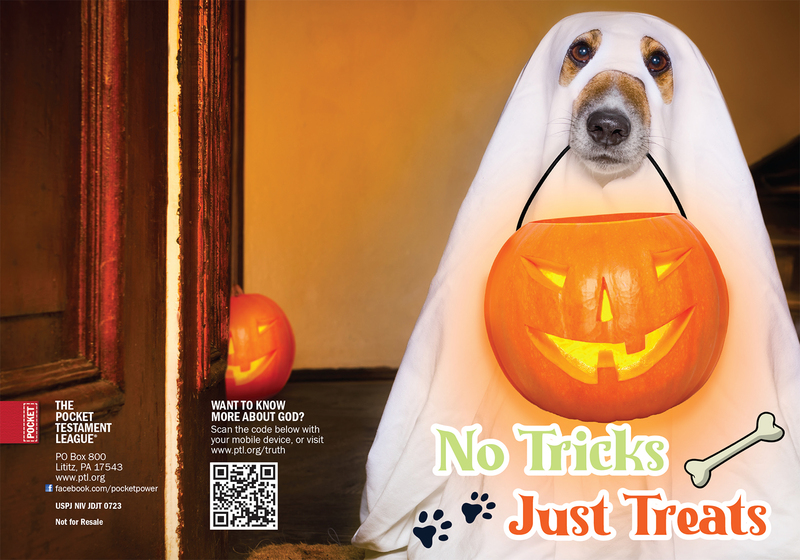 No Tricks, Just Treats Gospel front and back cover spread.