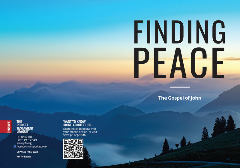 Finding Peace Gospel front and back cover spread.