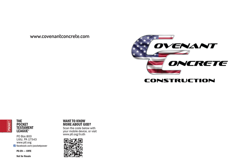 Covenant Concrete Construction Gospel front and back cover spread.