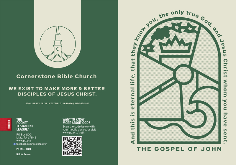 Cornerstone Bible Church Gospel front and back cover spread.