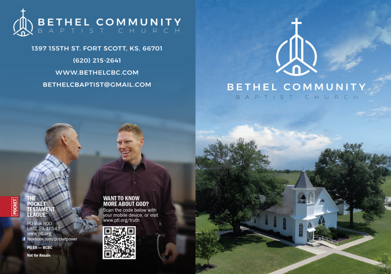 Bethel Community Baptist Church Gospel front and back cover spread.