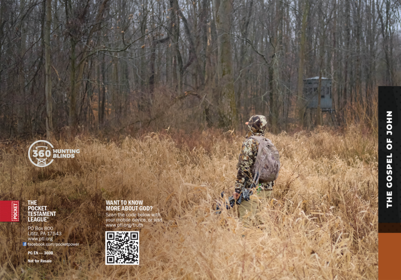 The Gospel of John (Custom - 360º Hunting Blinds) Gospel front and back cover spread.