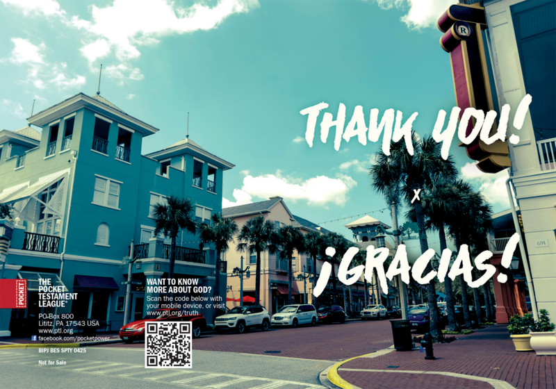 Thank you! / ¡Gracias! Gospel front and back cover spread.