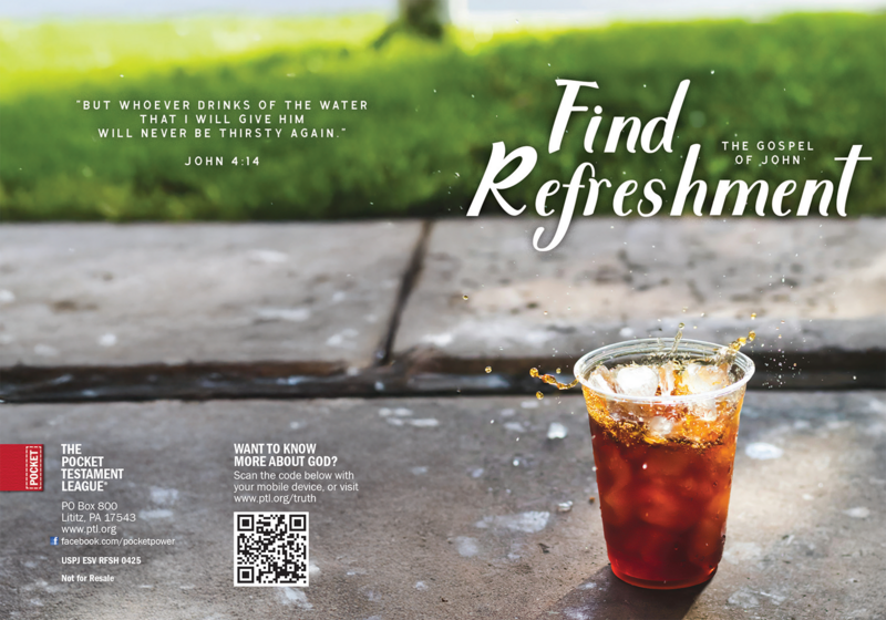 Find Refreshment Gospel front and back cover spread.