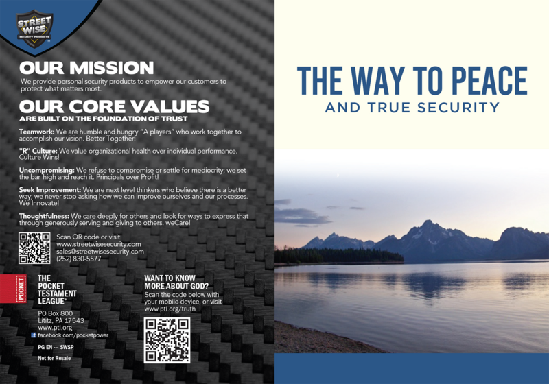 The Way to Peace and True Security | Custom Gospel Gospel front and back cover spread.