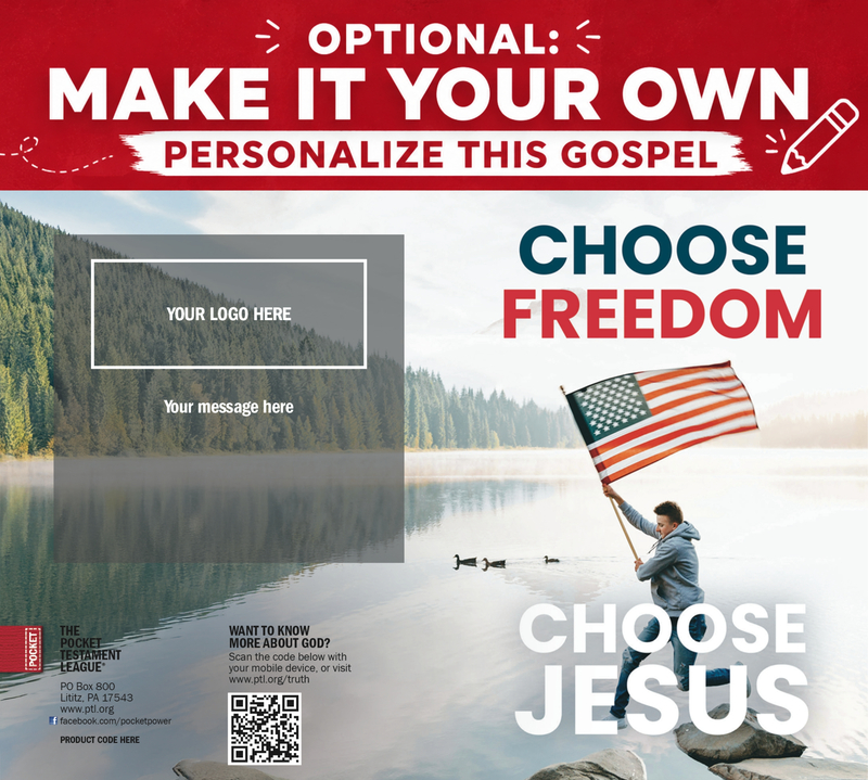 Choose Freedom, Choose Jesus Gospel front and back cover spread.
