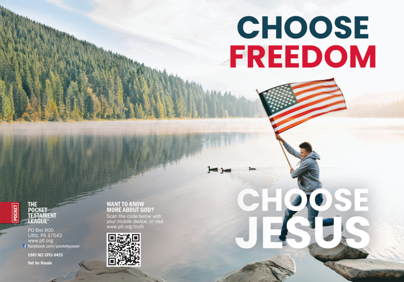 Choose Freedom, Choose Jesus Gospel front and back cover spread.