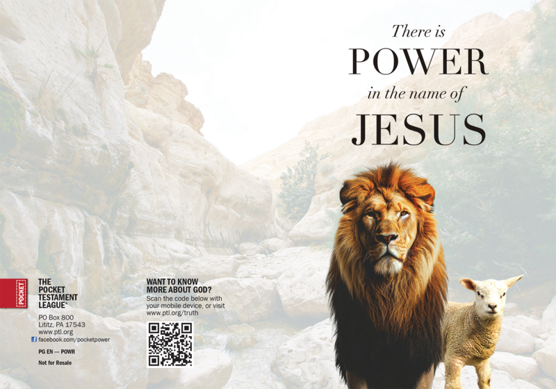 There is Power in the Name of Jesus Gospel front and back cover spread.