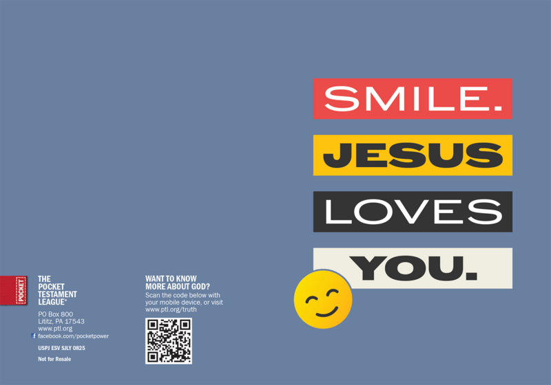 Smile. Jesus Loves You Gospel front and back cover spread.
