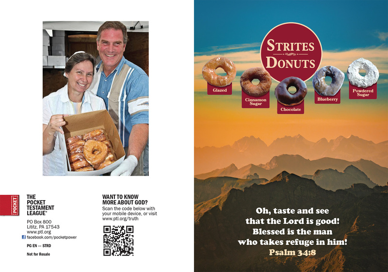 Strites Donuts | Custom Gospel Gospel front and back cover spread.