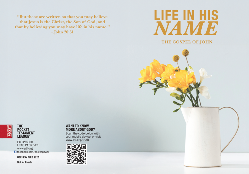Life in His Name Gospel front and back cover spread.
