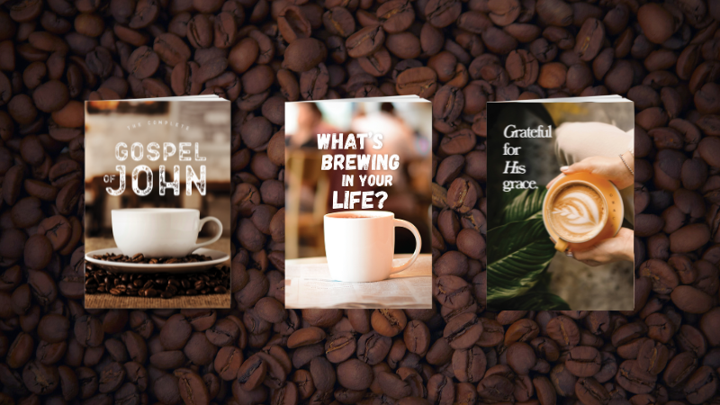 Coffee Gospel Kit Gospel front and back cover spread.