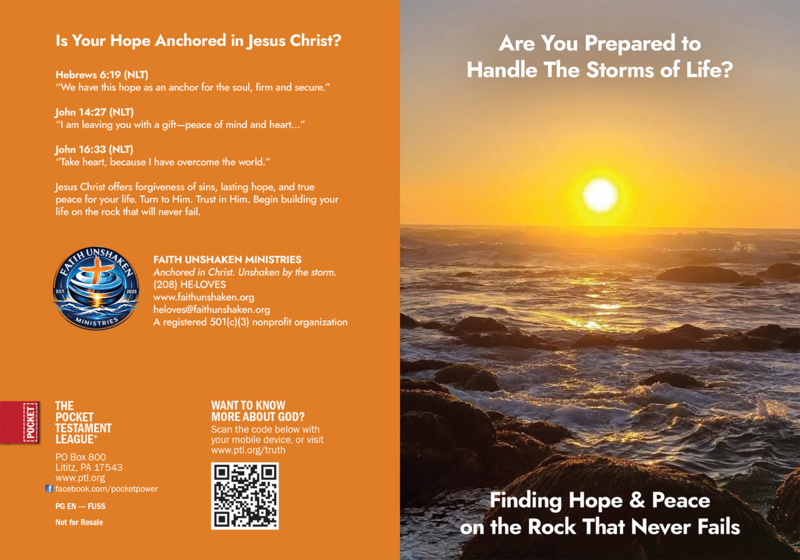 Faith Unshaken Sunset | Custom Gospel Gospel front and back cover spread.