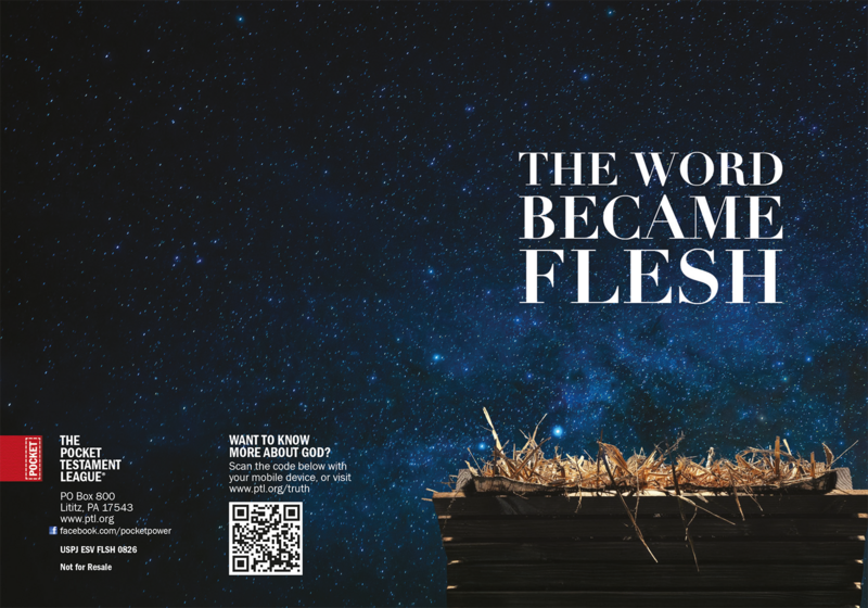 The Word Became Flesh Gospel front and back cover spread.