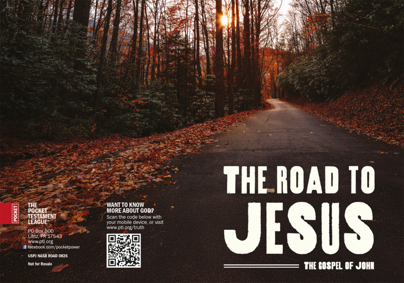 The Road to Jesus Gospel front and back cover spread.