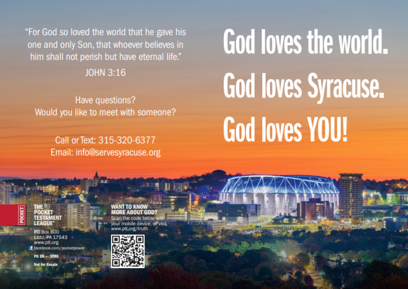 Custom Gospel | Serve Syracuse Gospel front and back cover spread.