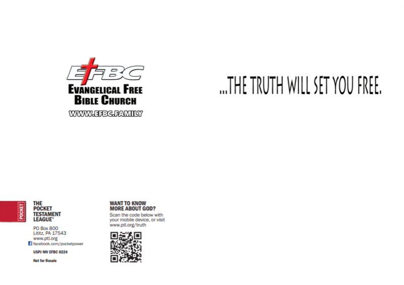 Custom Gospel | Evangelical Free Bible Church Gospel front and back cover spread.