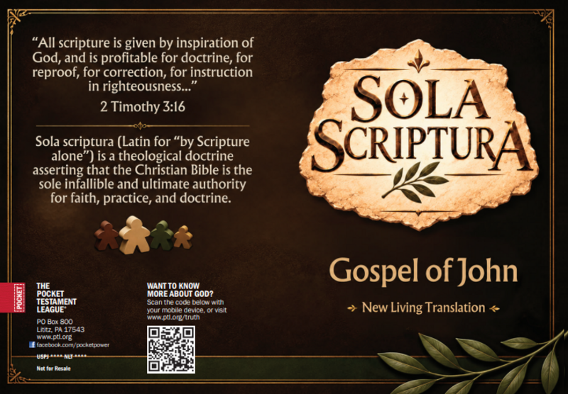 Custom Gospel | Sola Scripture - Bible Cards Gospel front and back cover spread.